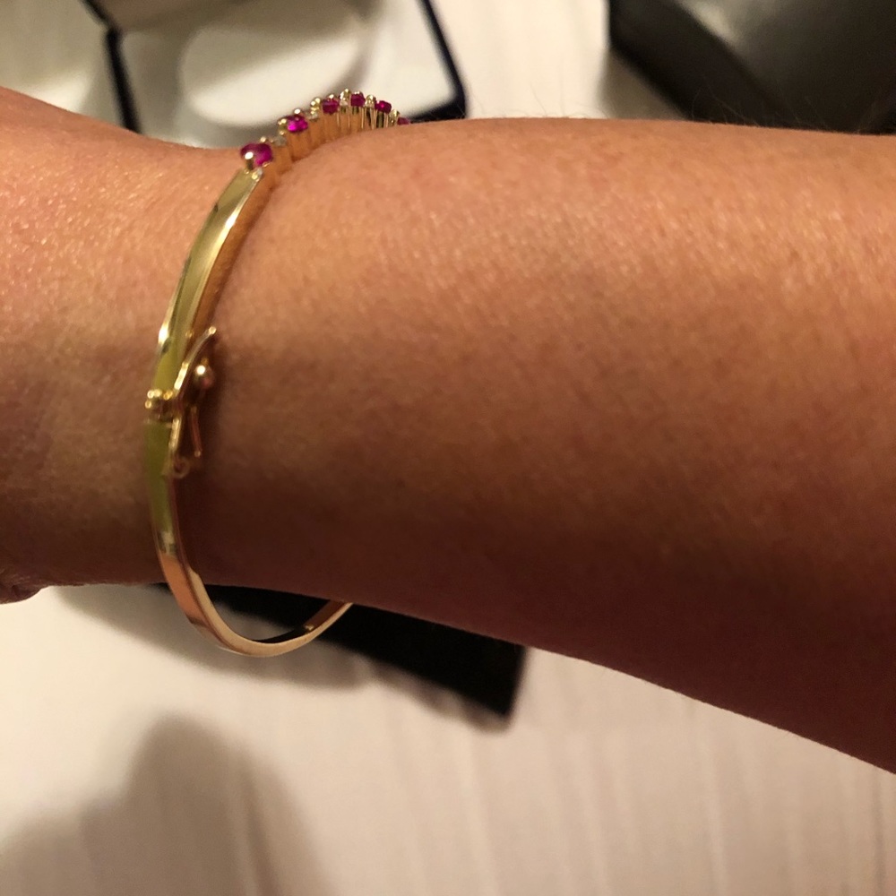 Diamond and ruby ladies bangle bracelet - Picture 4 of 5